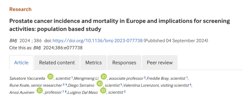 New population-based study on prostate cancer incidence and mortality in Europe - APCCC